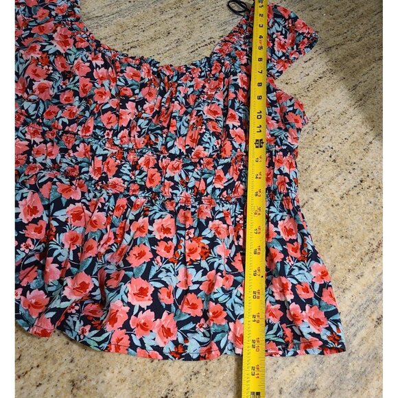 Lot of 2 Old Navy Size XL Red Floral Smocked Tank Ruffle Flowy Boho - Picture 9 of 15